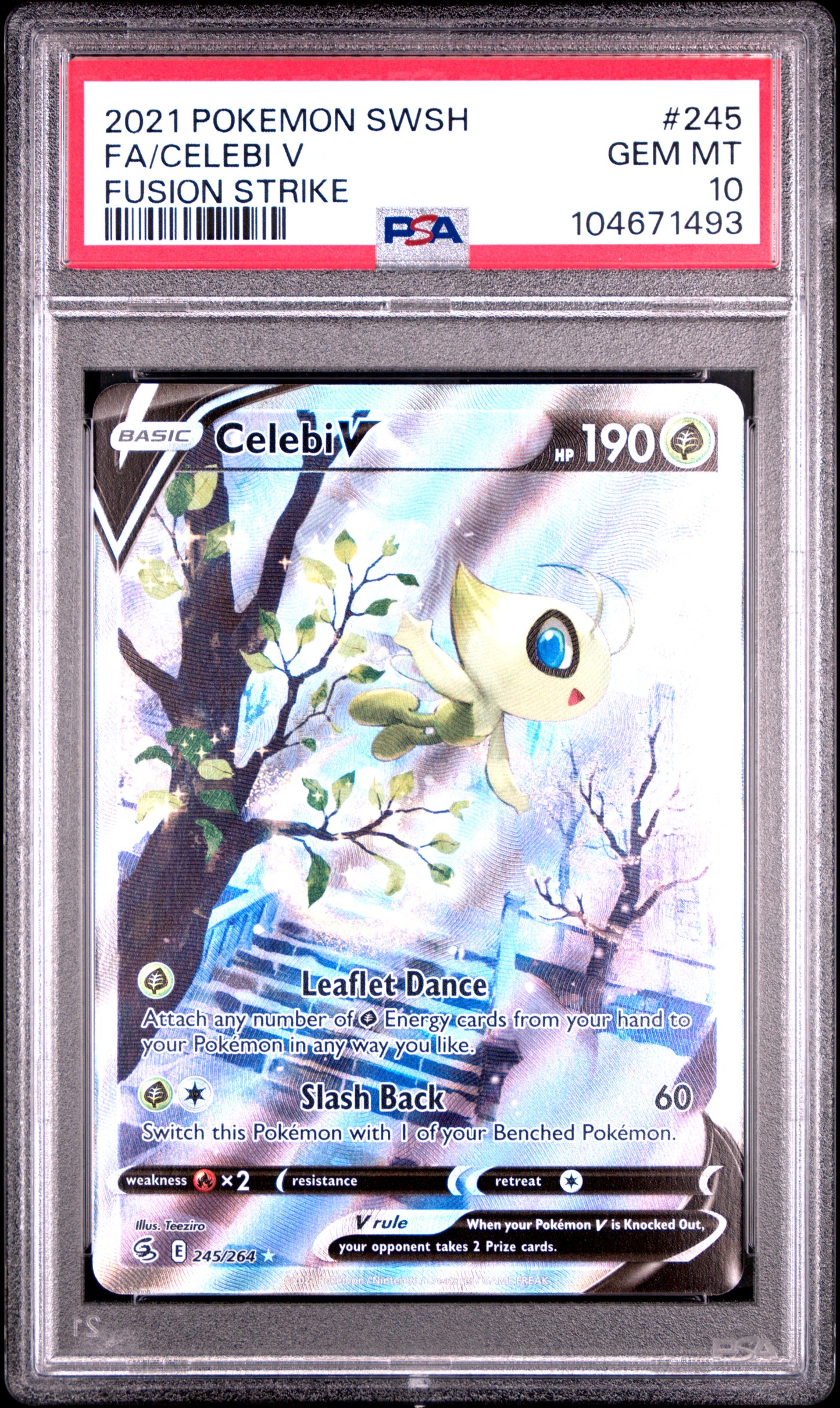 Singles Graded - 2021 POKEMON SWSH FUSION STRIKE CELEBI V 245 PSA 10!