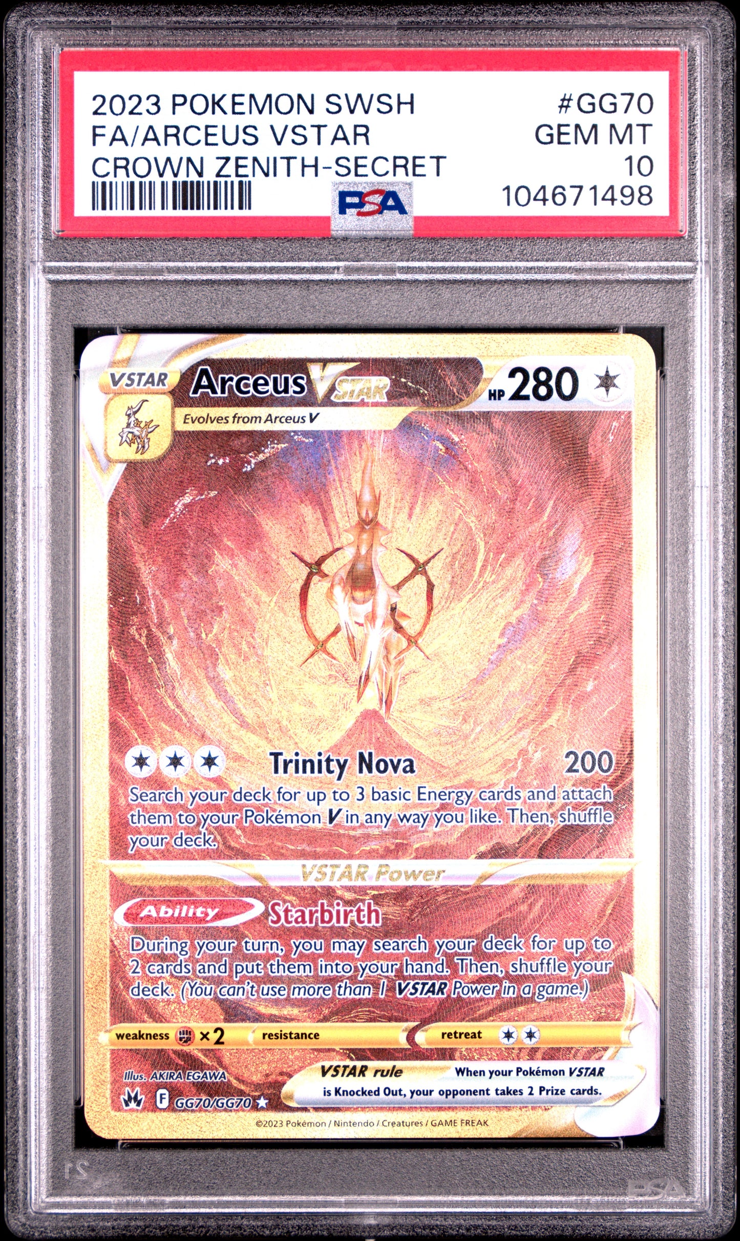 Singles Graded - 2023 POKEMON SWORD AND SHIELD CROWN ZENITH GG70 FULL ART/ARCEUS VSTAR SECRET PSA 10!