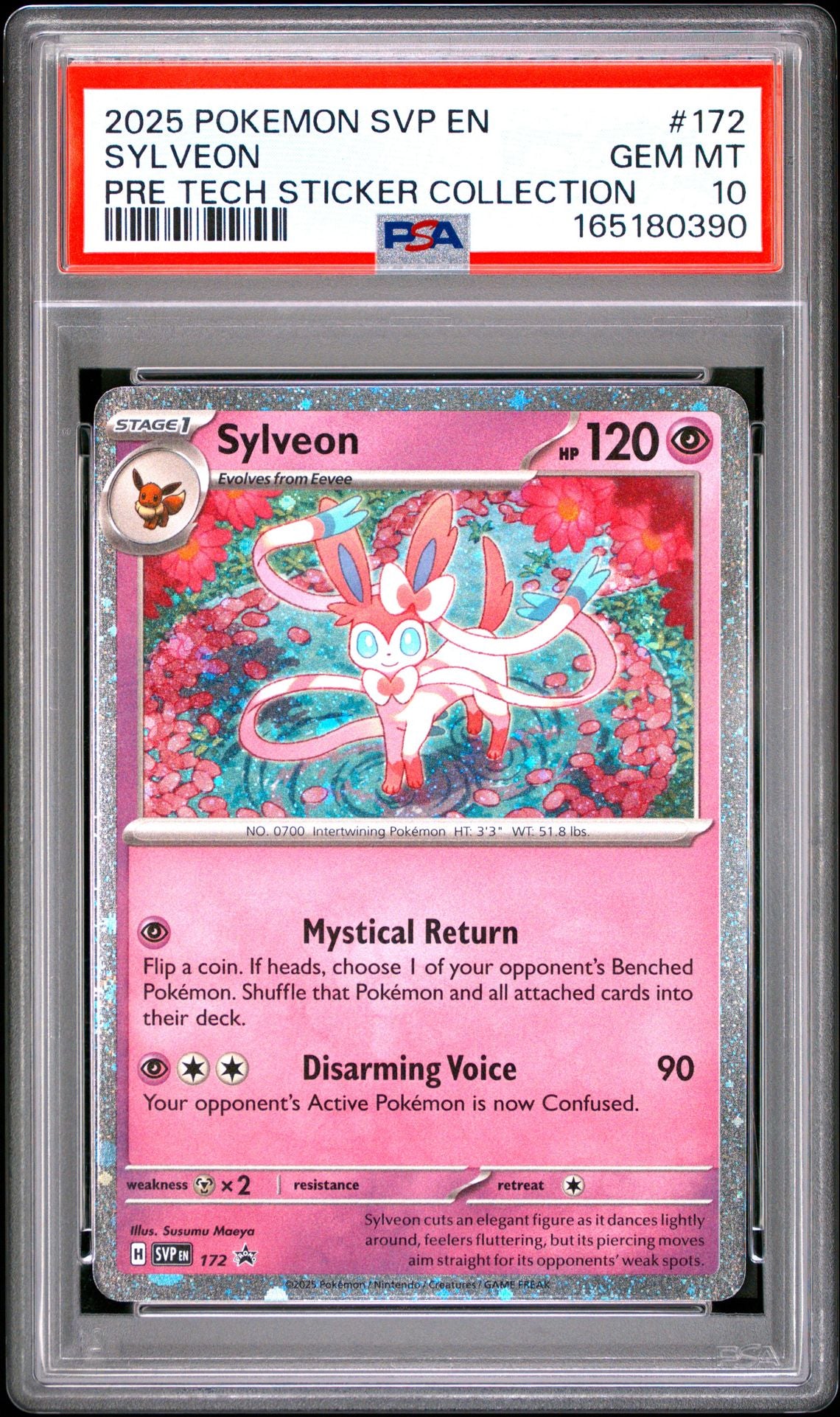 Singles Graded - * SWIRL* 2025 POKEMON SVP EN-SV BLACK STAR PROMO 172 SYLVEON PRISMATIC EVOLUTIONS TECH STICKER COLLECTION PSA 10!