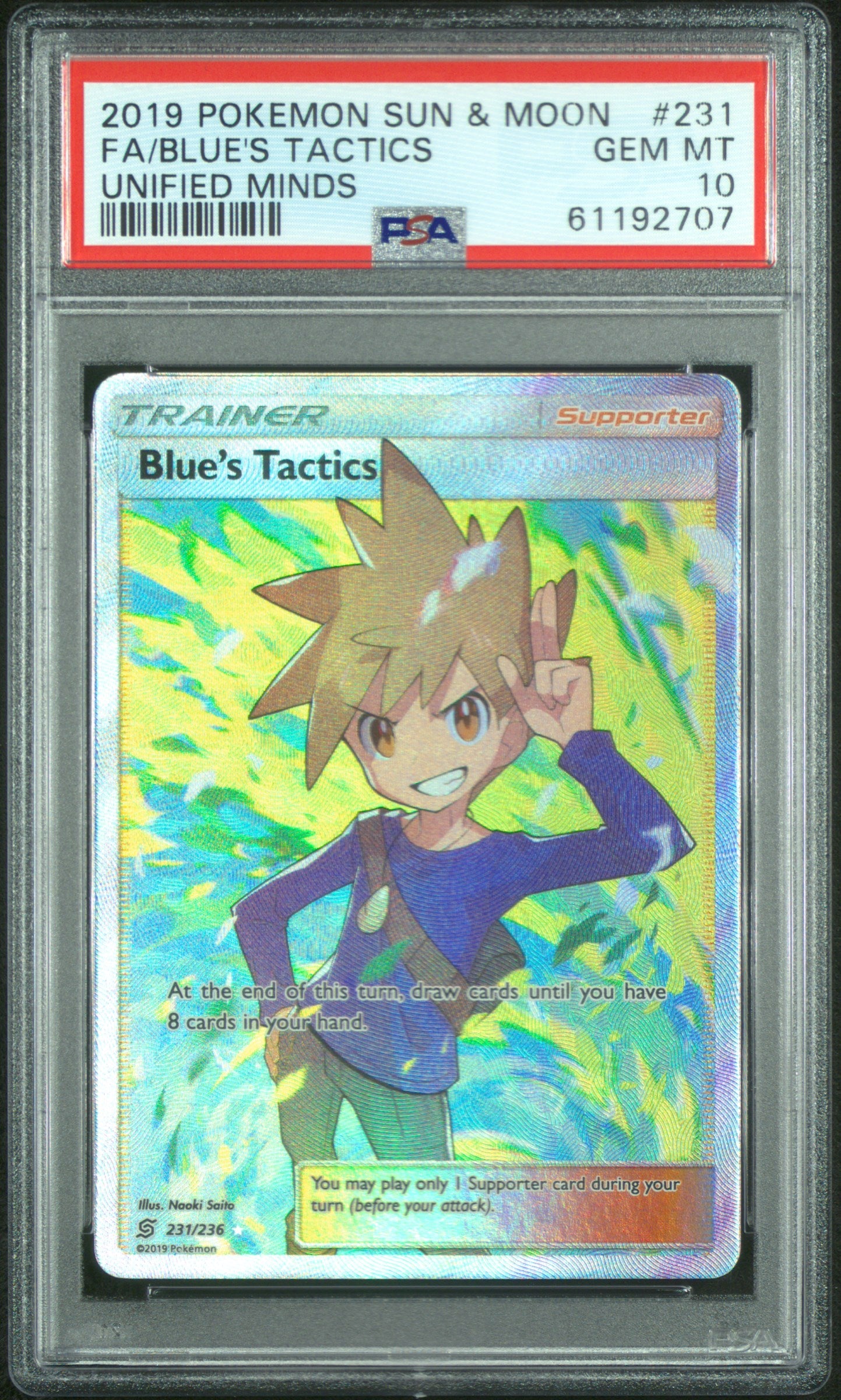 Singles Graded - 2019 POKEMON SUN AND MOON UNIFIED MINDS BLUE'S TACTICS PSA 10!