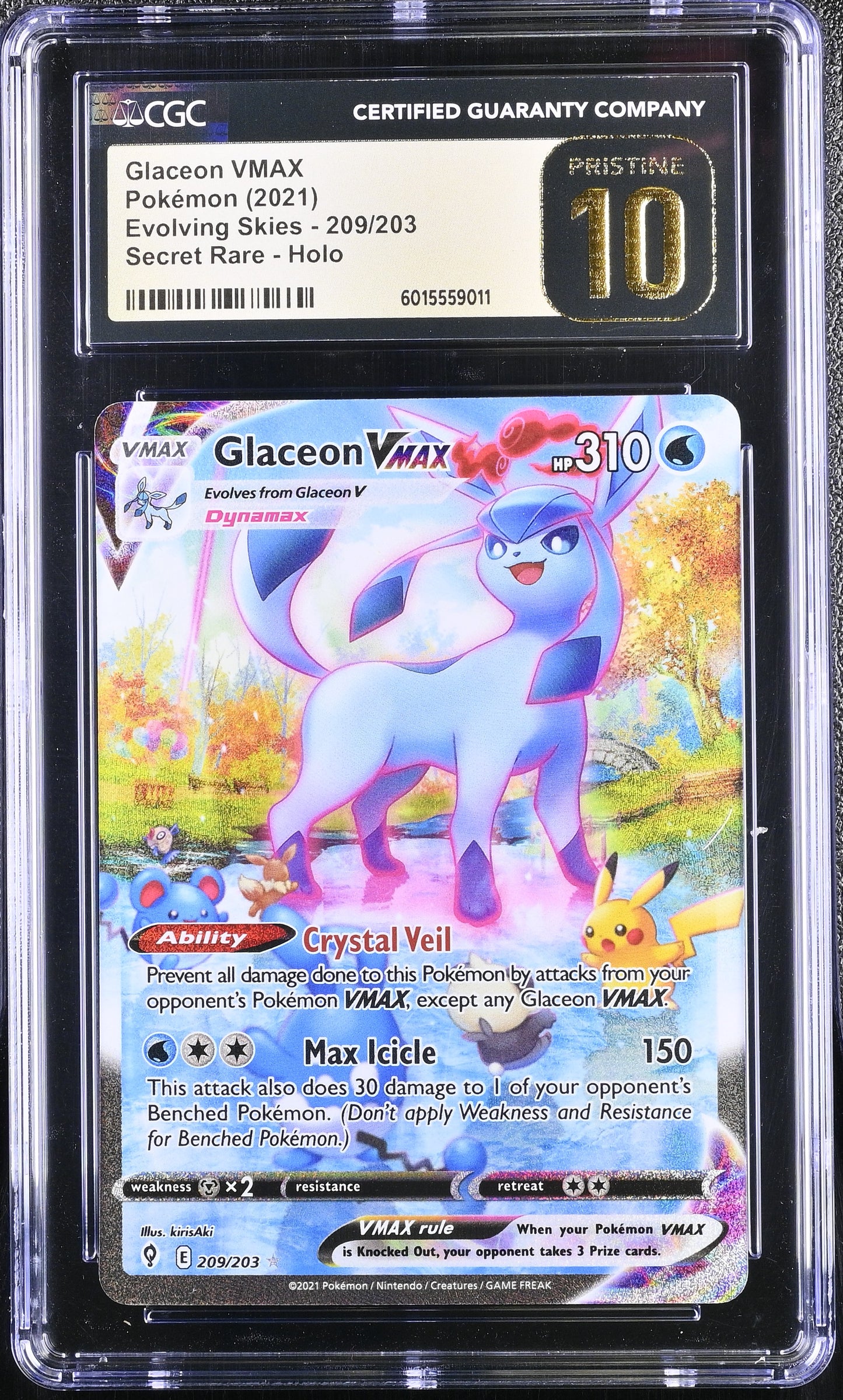 Ducky - Singles Graded - 2021 POKEMON SWSH EVOLVING SKIES GLACEON VMAX ALT CGC 10 PRISTINE!