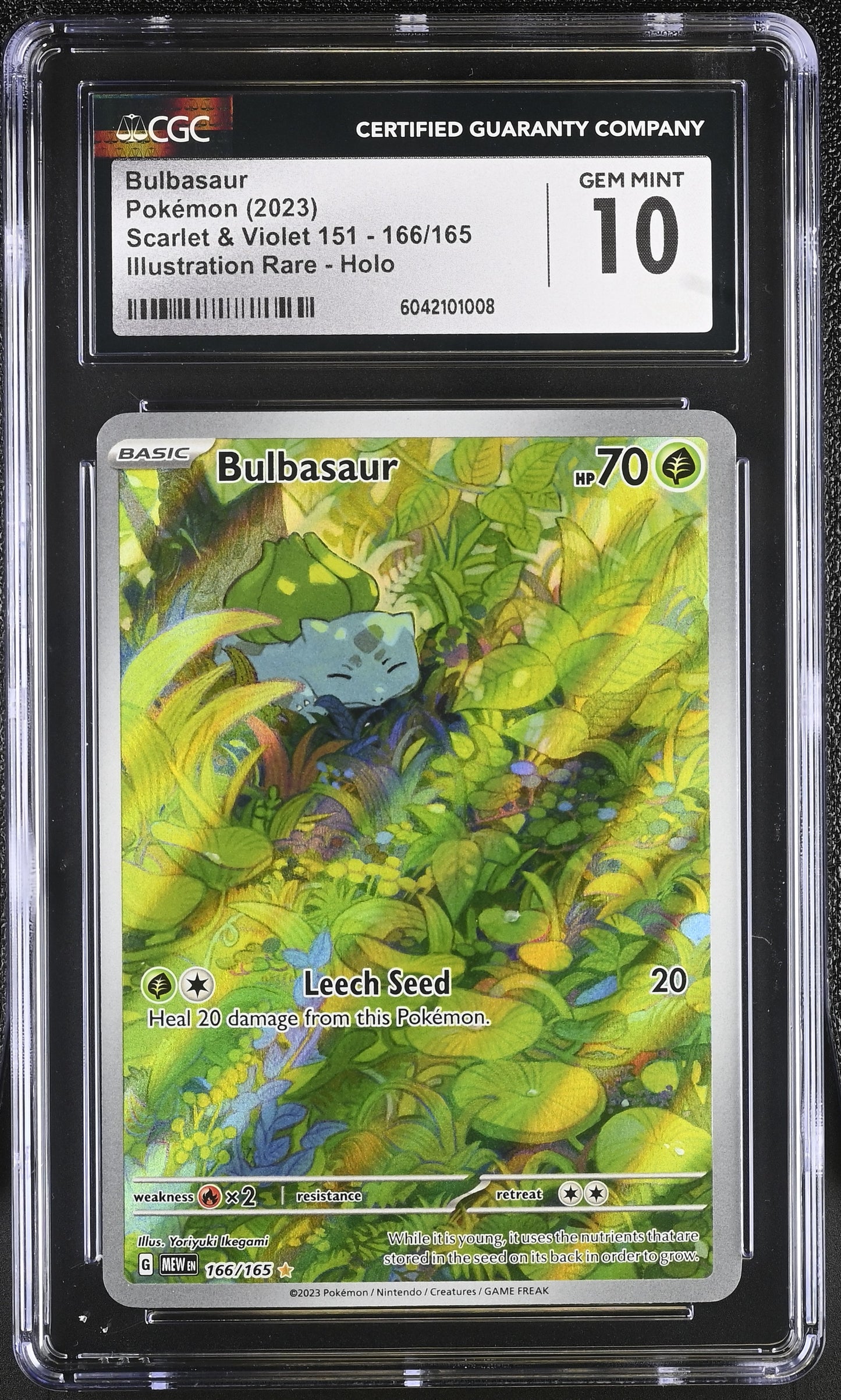 Singles Graded - Pokémon English Bulbasaur 166/165 2023 Scarlet & Violet 151 - MEW EN Illustration Rare Holo CGC 10!