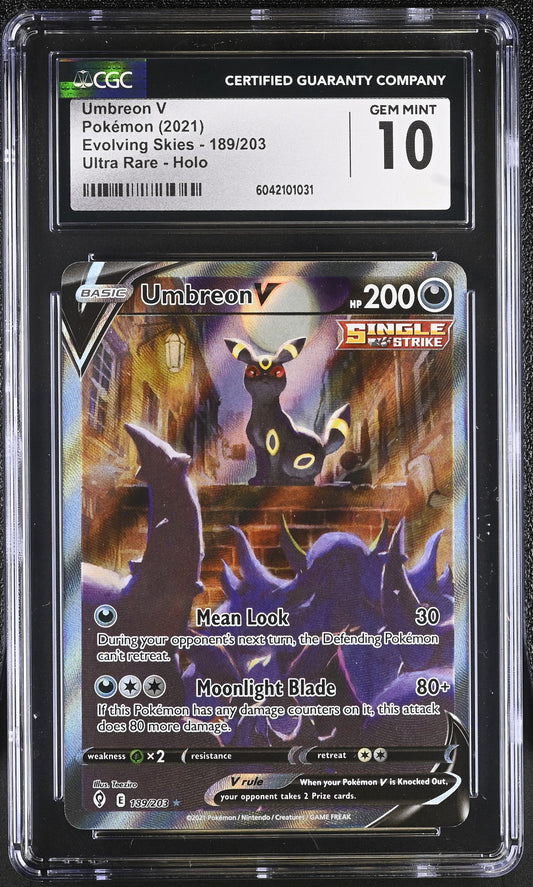 Singles Graded - Pokémon English Umbreon V 189/203 2021 Evolving Skies Ultra Rare ALT CGC 10!