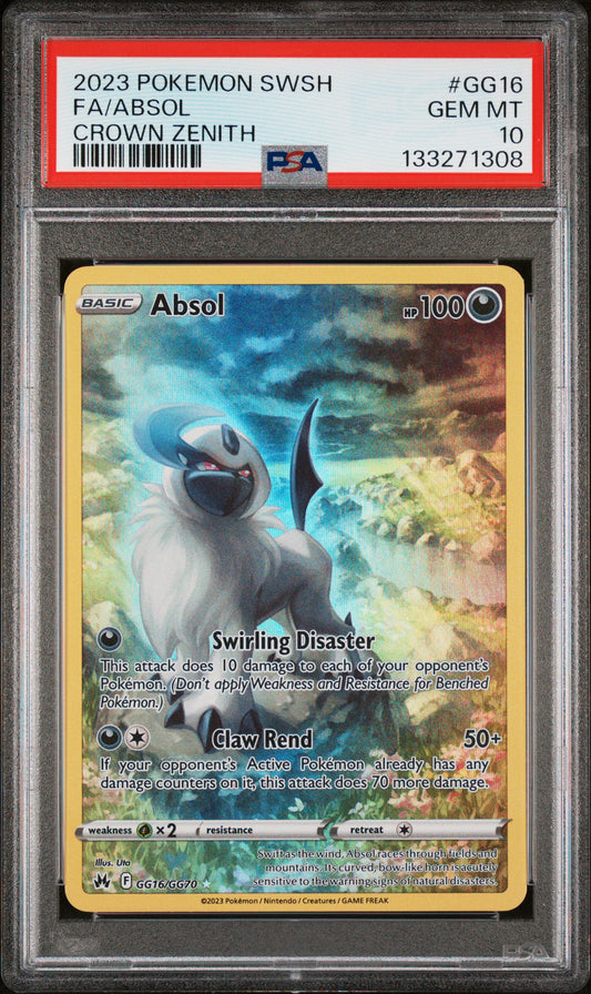 Singles Graded - 2023 POKEMON SWORD AND SHIELD CROWN ZENITH GG16 FULL ART/ABSOL PSA 10!