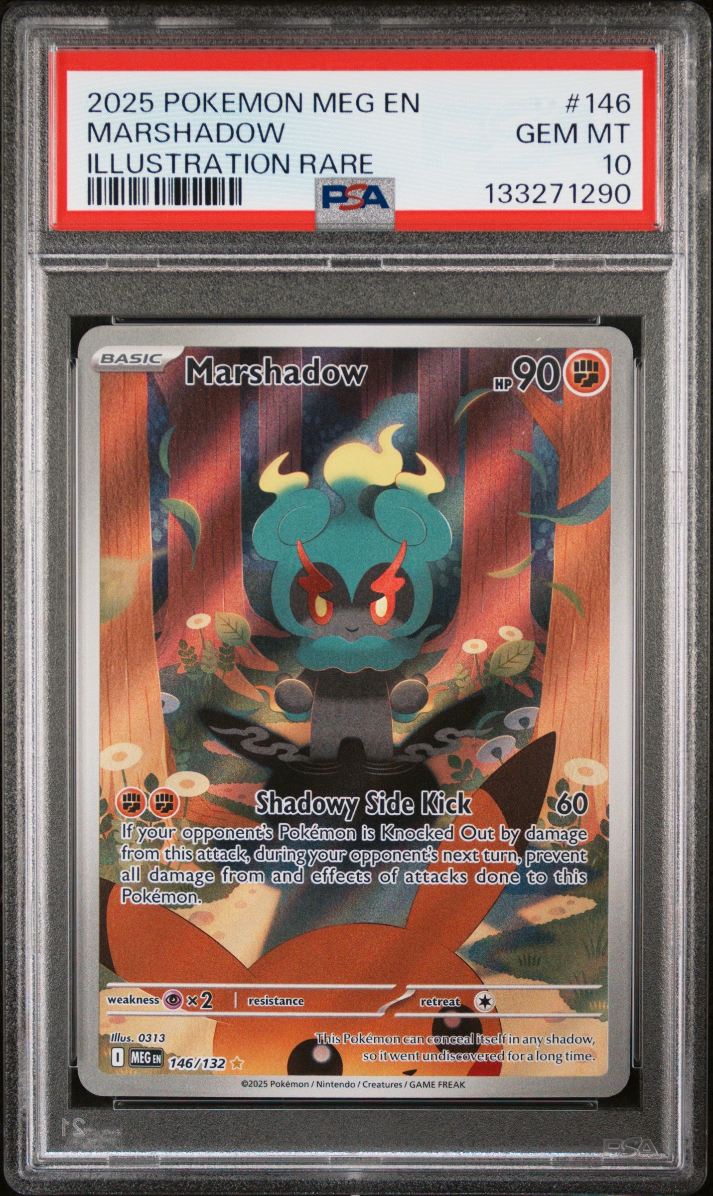 Singles Graded - 2025 POKEMON MEG EN-MEGA EVOLUTION 146 MARSHADOW ILLUSTRATION RARE PSA 10!