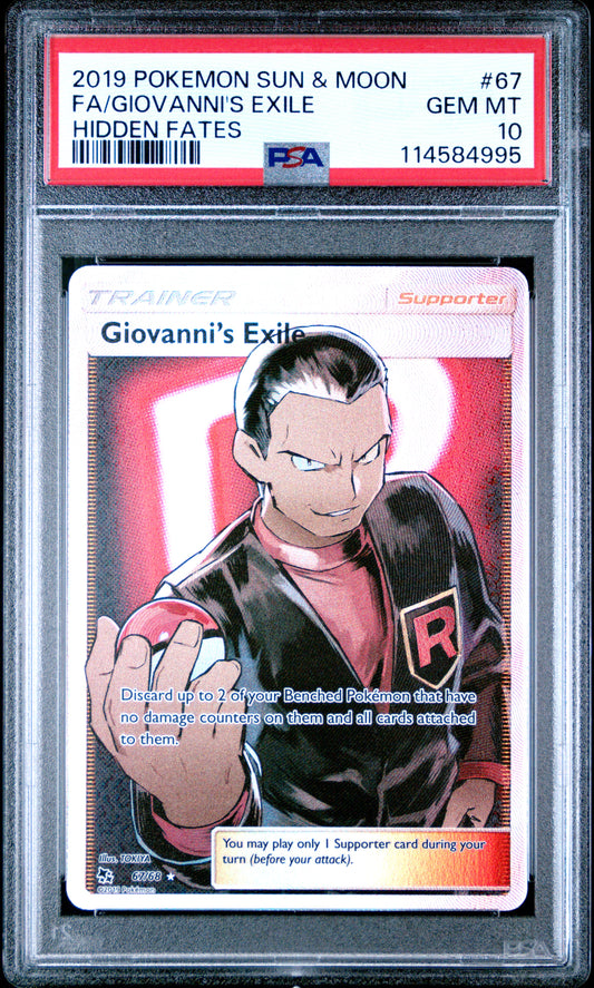 Singles Graded - 2019 POKEMON SUN & MOON HIDDEN FATES #67 FA/GIOVANNI'S EXILE HIDDEN FATES!