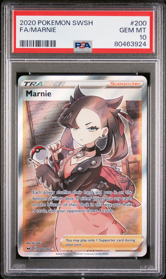 Singles Graded - 2020 POKEMON SWORD & SHIELD BASE MARNIE PSA 10!