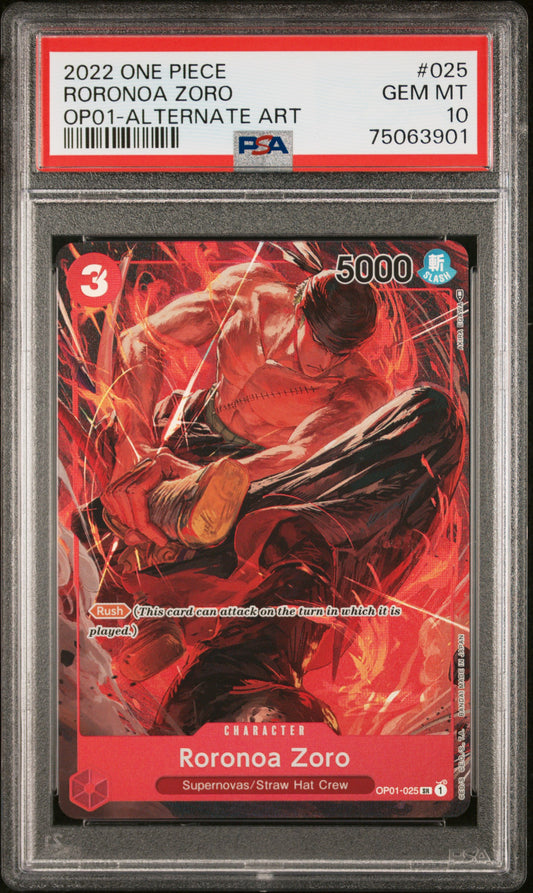 Singles Graded - 2022 ONE PIECE OP01-ROMANCE DAWN RORONOA ZORO OP01-ALTERNATE ART PSA 10!